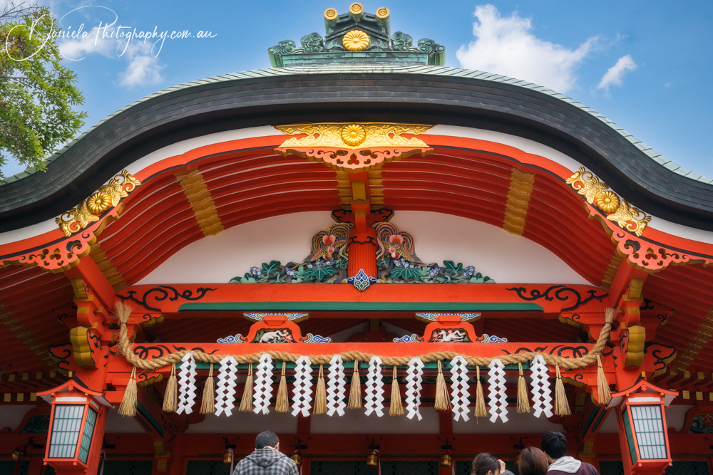 Kyoto Traditional architecture curved roof detail at Fushimi Inari Shrine